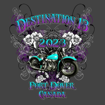 Motorcycle Girl 2023 Friday 13th Tshirt Back Detail