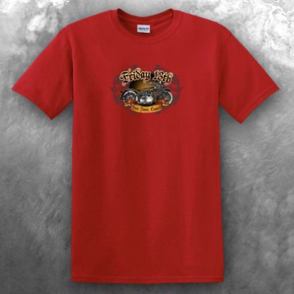 Slow Ride Mens Friday 13th Red Shirt Front