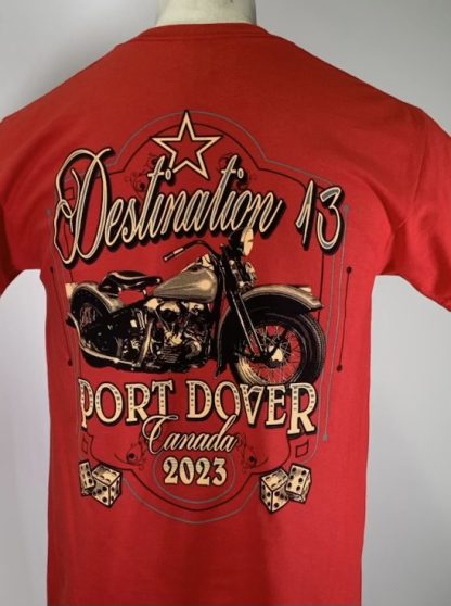 Lucky 13 Friday 13th Port Dover mens tshirt red back