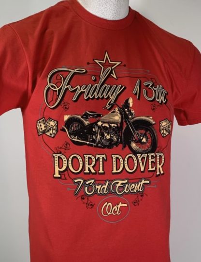 Lucky 13 Friday 13th Port Dover mens tshirt red front