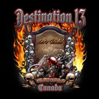 2021 Destination 13 Friday 13th Tshirt Fire Skulls Back