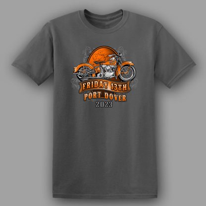mens-oct-2023-friday-13th-Traditional-Ride-tshirt-charcoal-front