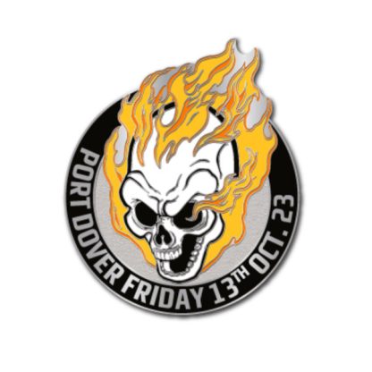 Oct 2023 Friday 13th Flaming Skull Pin